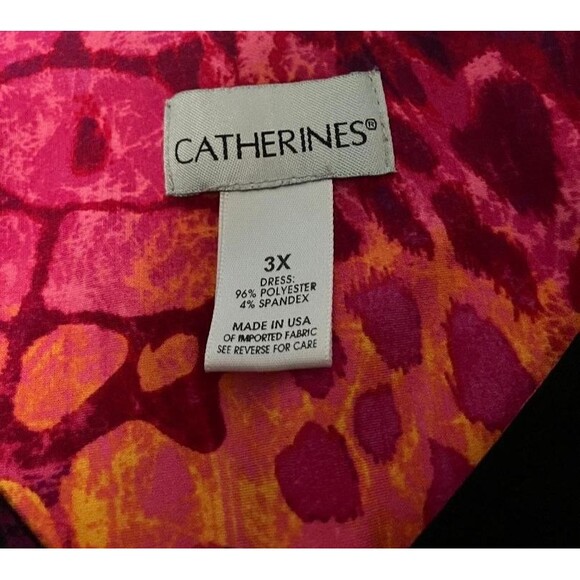 Catherine’s 3x Women's Pink Multicolor Leopard Dress Sleeveless Beaded Accent - Picture 4 of 7